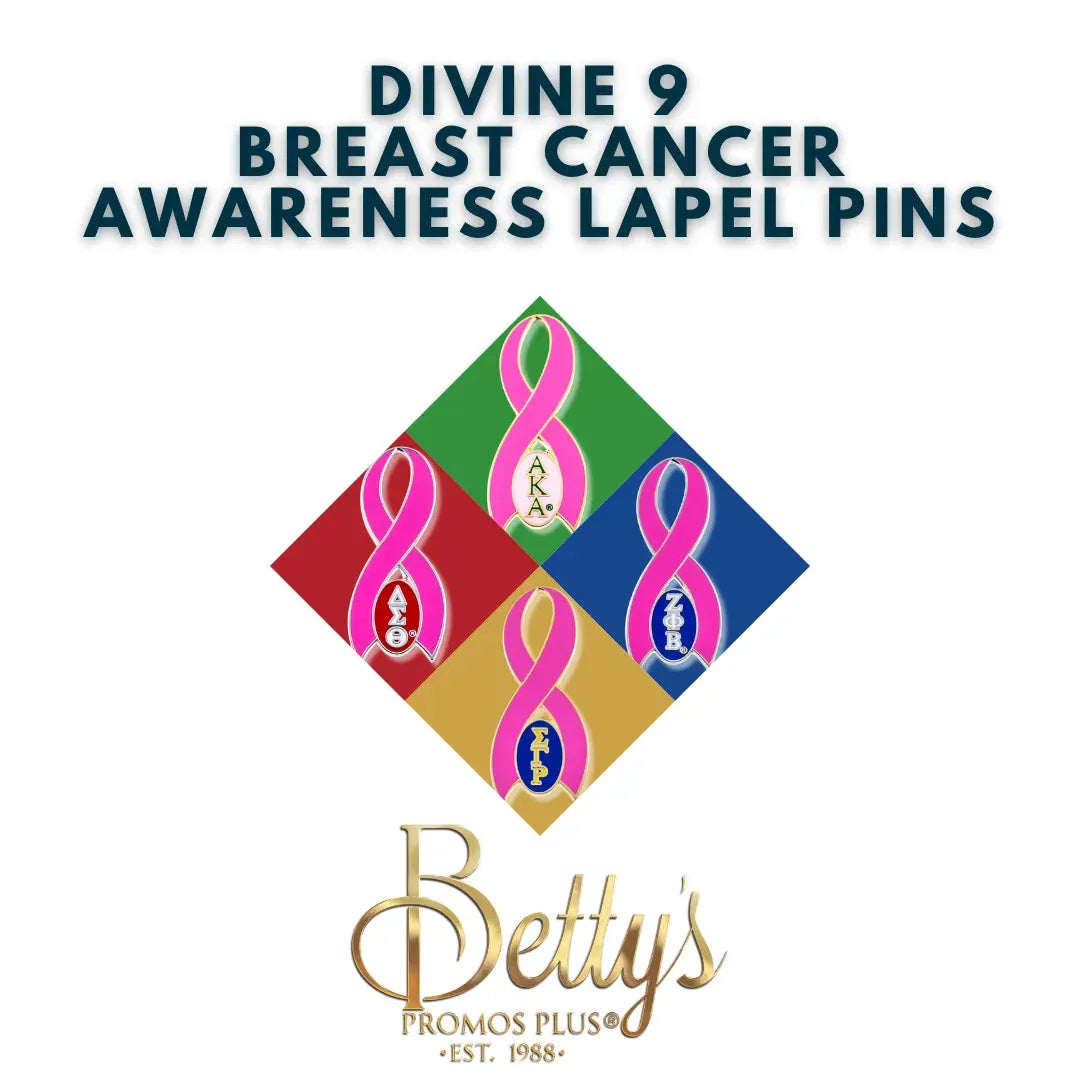 Divine 9 D9 Breast Cancer Awareness Lapel Pins-Betty's Promos Plus