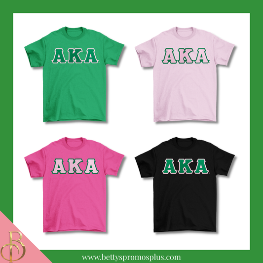 Alpha Kappa Alpha AKA Double Stitched Appliqué Embroidered Line T-Shirt