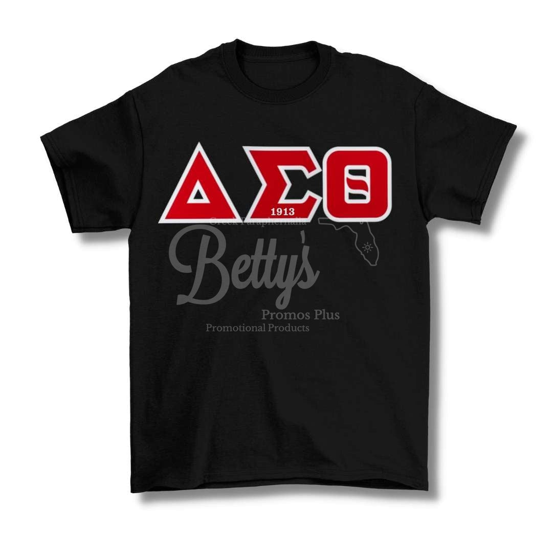 Delta Sigma Theta ΔΣΘ Double Stitched Appliqué Embroidered Greek Letter Line T-ShirtBlack-Small-Betty's Promos Plus Greek Paraphernalia