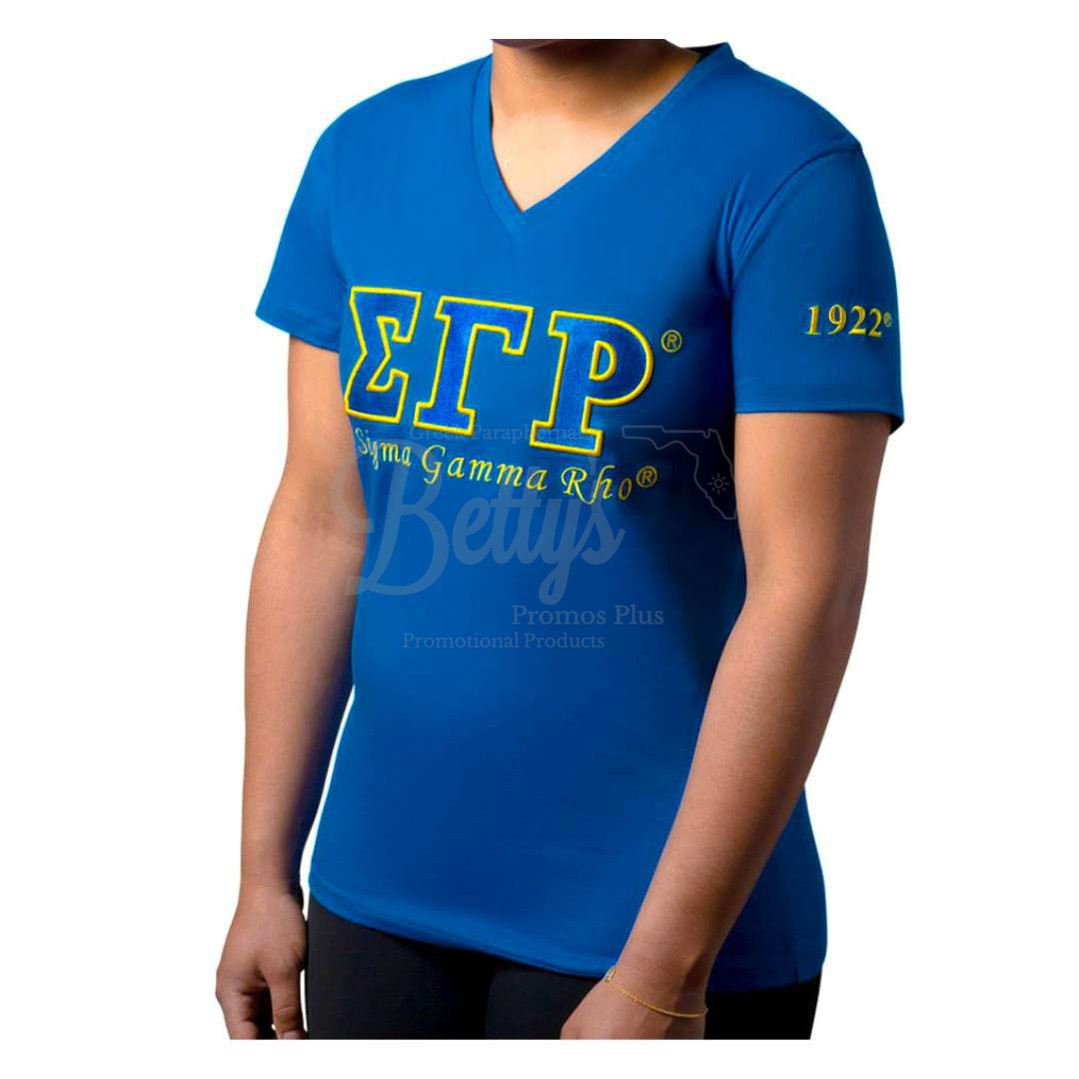 Sigma Gamma Rho ΣΓΡ Luxury Embroidered T Shirt With 1922 Sleeve Bettys Promos Plus Llc 3566