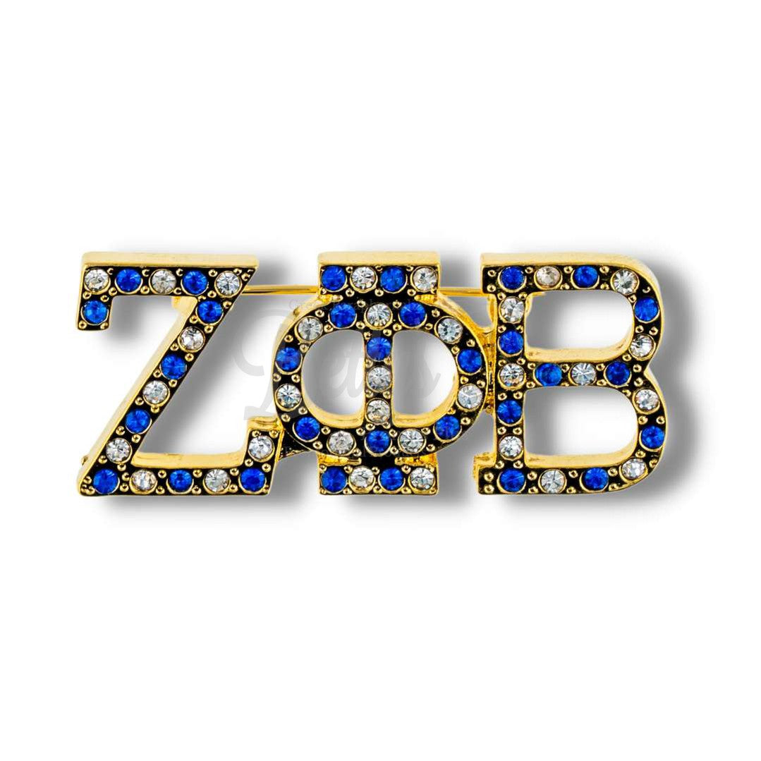 Zeta Phi Beta ΖΦΒ Blue And White Sorority Rhinestone Pin Bettys Promos Plus Llc 6423