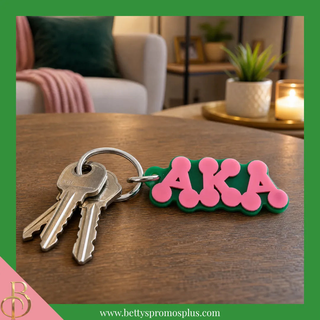 Alpha Kappa Alpha AKA Bubble Letters Acrylic Keychain-Alpha Kappa Alpha Paraphernalia-Alpha Kappa Alpha Keychain-Betty's Promos Plus