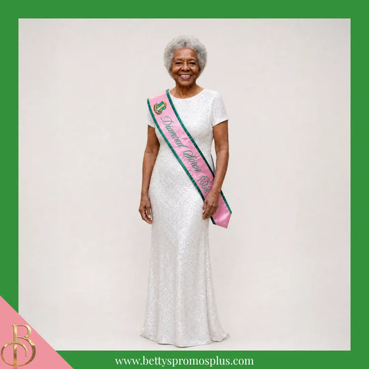 Alpha Kappa Alpha AKA Diamond Soror Sash-Alpha Kappa Alpha Paraphernalia-Alpha Kappa Alpha Sash-Betty's Promos Plus