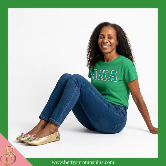 Alpha Kappa Alpha AKA Golden Soror Ballet Flats with Carrying Case-Alpha Kappa Alpha Paraphernalia-Alpha Kappa Alpha Ballet Flats-Betty's Promos Plus