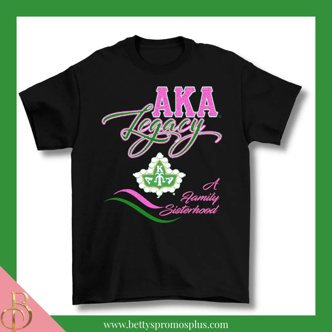 Alpha Kappa Alpha AKA Legacy Screen Printed T-Shirt-Black-Small-Alpha Kappa Alpha Paraphernalia-Alpha Kappa Alpha T-Shirts-Betty's Promos Plus
