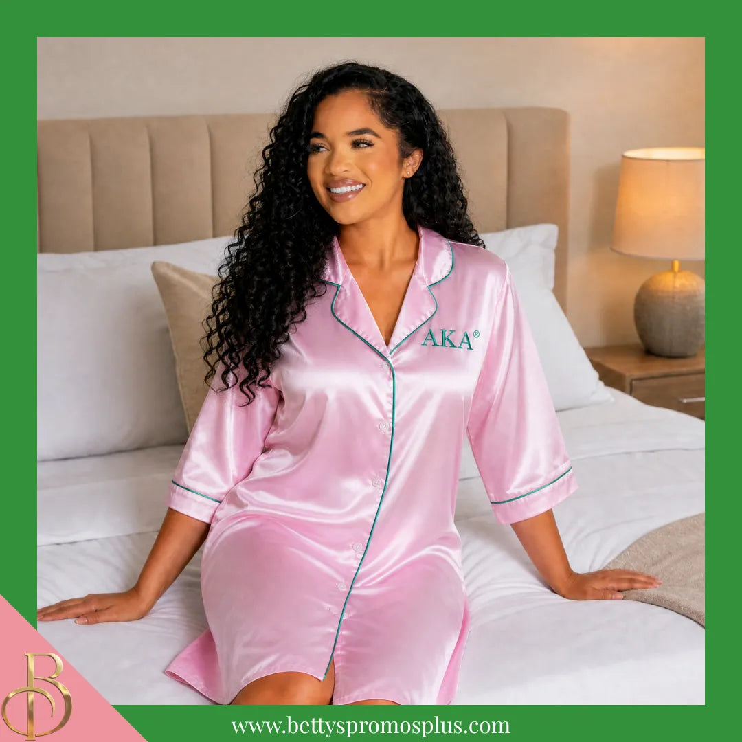 Alpha Kappa Alpha AKA Nightshirt Pajama Night Shirt Gown-Alpha Kappa Alpha Paraphernalia-Alpha Kappa Alpha Pajamas-Betty's Promos Plus