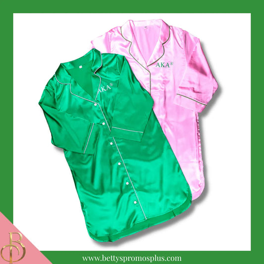 Alpha Kappa Alpha AKA Nightshirt Pajama Night Shirt Gown-Alpha Kappa Alpha Paraphernalia-Alpha Kappa Alpha Pajamas-Betty's Promos Plus