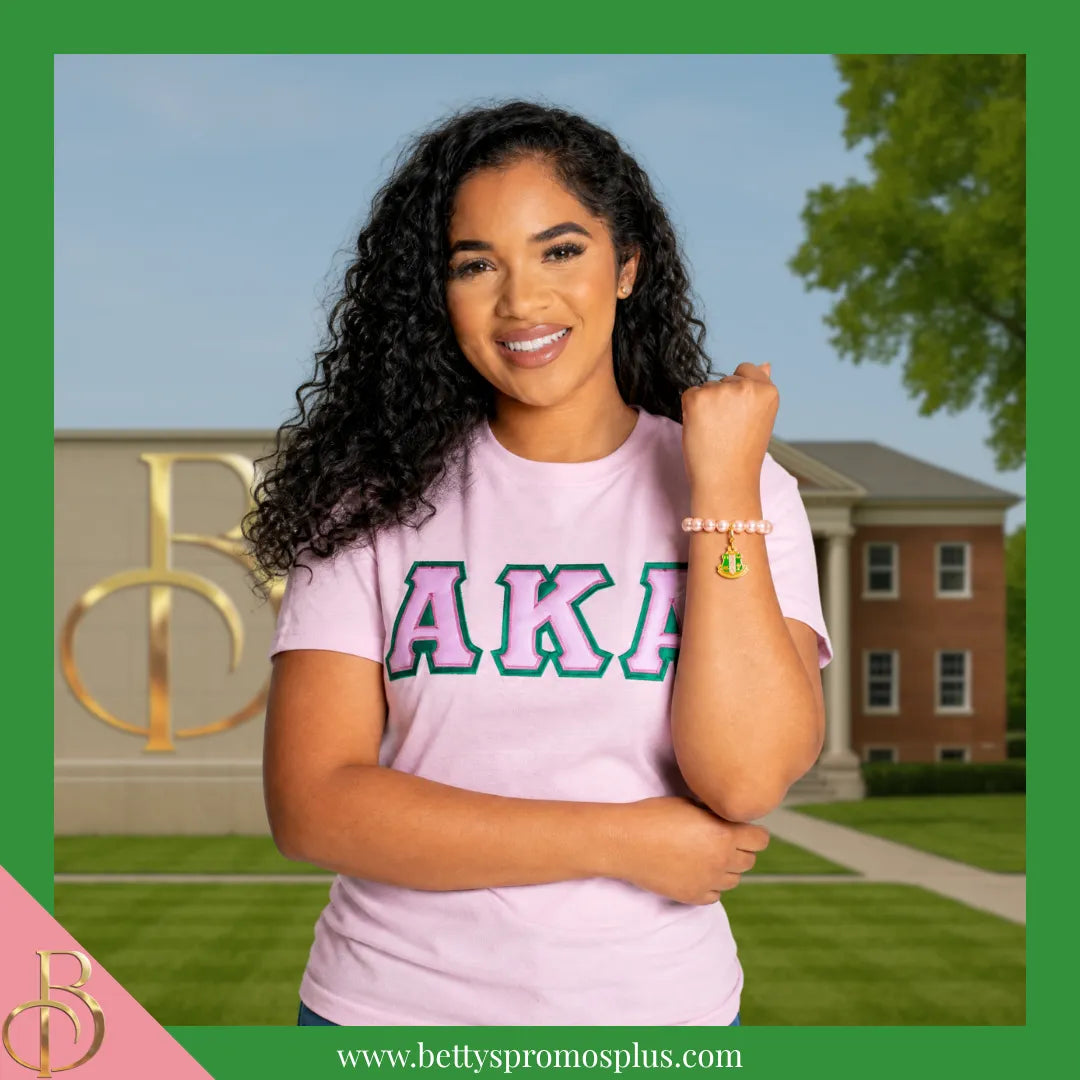 Alpha Kappa Alpha AKA Pearl Bracelet with Shield Charm-Alpha Kappa Alpha Paraphernalia-Alpha Kappa Alpha Bracelet-Betty's Promos Plus
