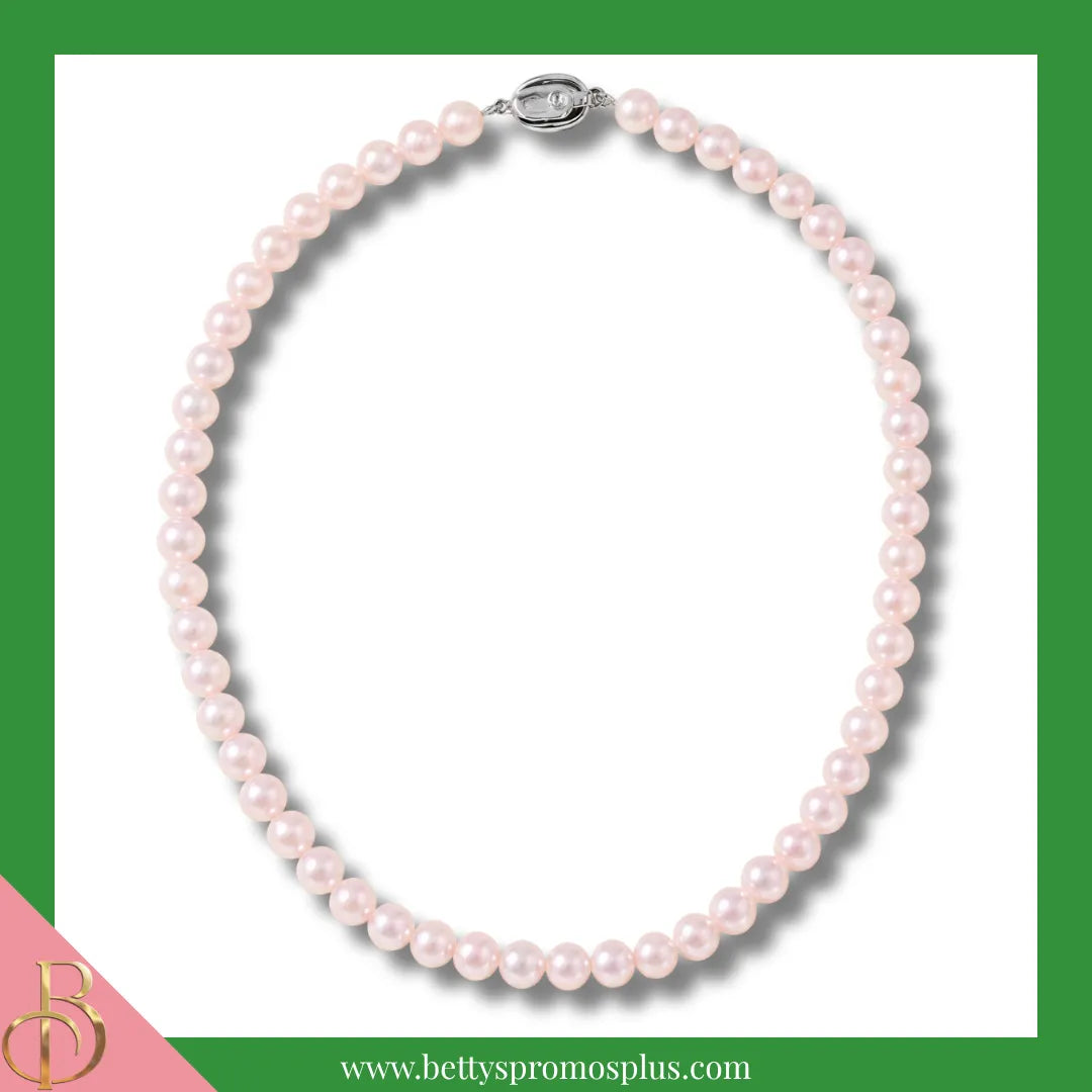 Alpha Kappa Alpha AKA Pink Pearl Necklace with 