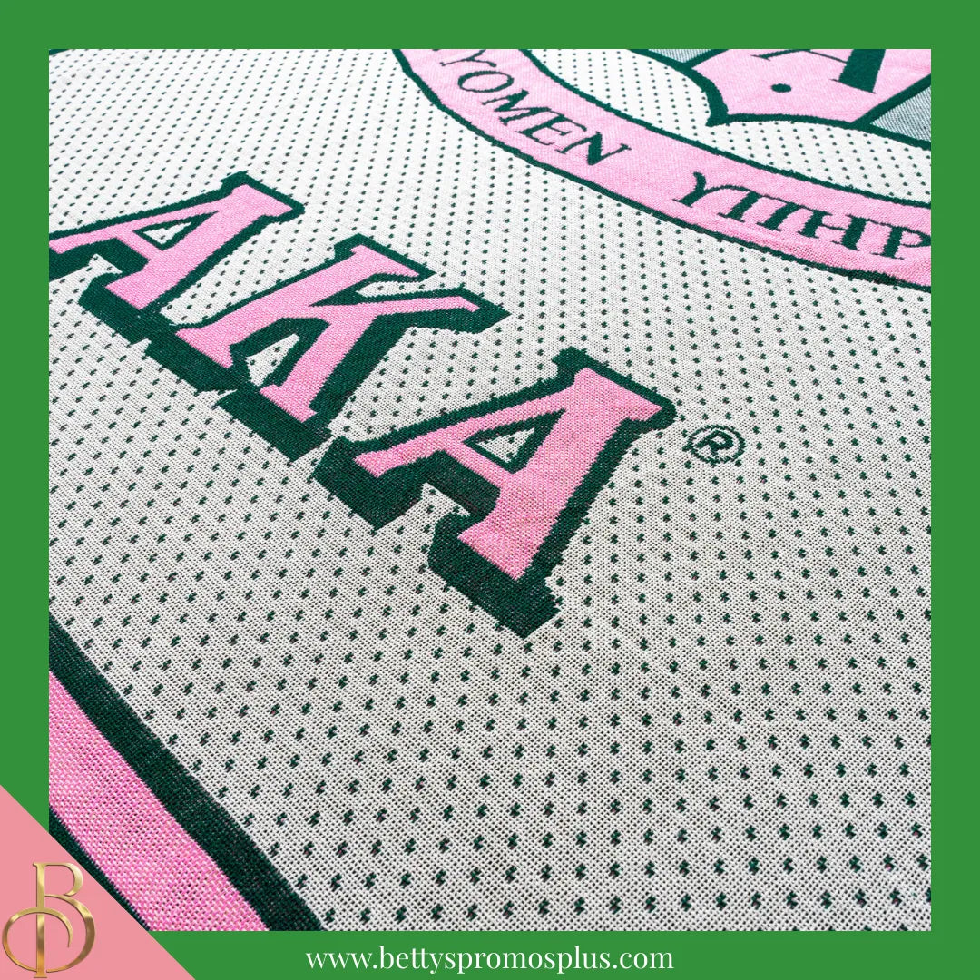 Alpha Kappa Alpha AKA Shield Afghan Throw Blanket-Alpha Kappa Alpha Paraphernalia-Alpha Kappa Alpha Blanket-Betty's Promos Plus