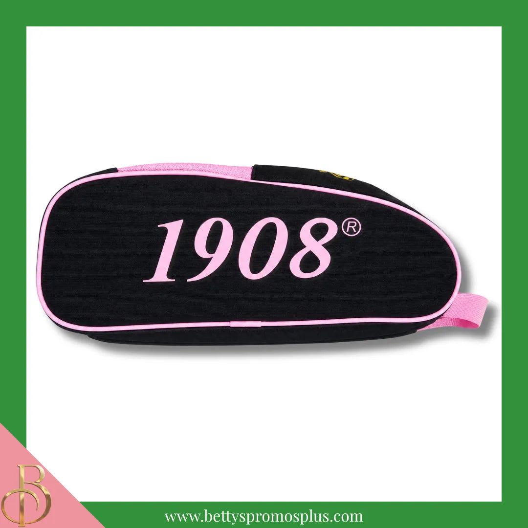 Alpha Kappa Alpha AKA Shield Pink and Green Canvas Shoe Bag with Zippered Mesh-Alpha Kappa Alpha Paraphernalia-Alpha Kappa Alpha Shoe Bags-Betty's Promos Plus