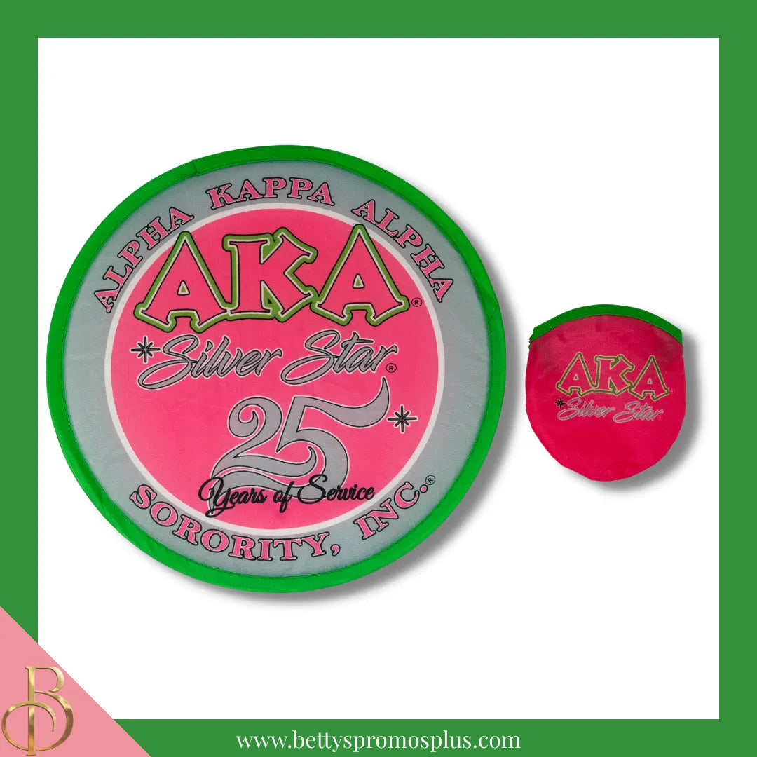 Alpha Kappa Alpha AKA Silver Star Collapsible Pop Up Nylon Fan-Pink-Alpha Kappa Alpha Paraphernalia-Alpha Kappa Alpha Fan-Betty's Promos Plus