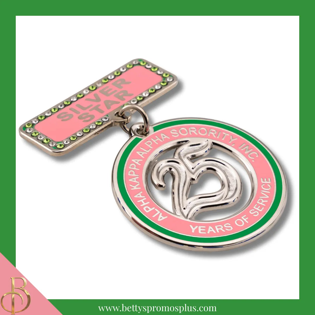 Alpha Kappa Alpha AKA Silver Star Lapel Pin with Rhinestones-Alpha Kappa Alpha Paraphernalia-Alpha Kappa Alpha Lapel Pin-Betty's Promos Plus