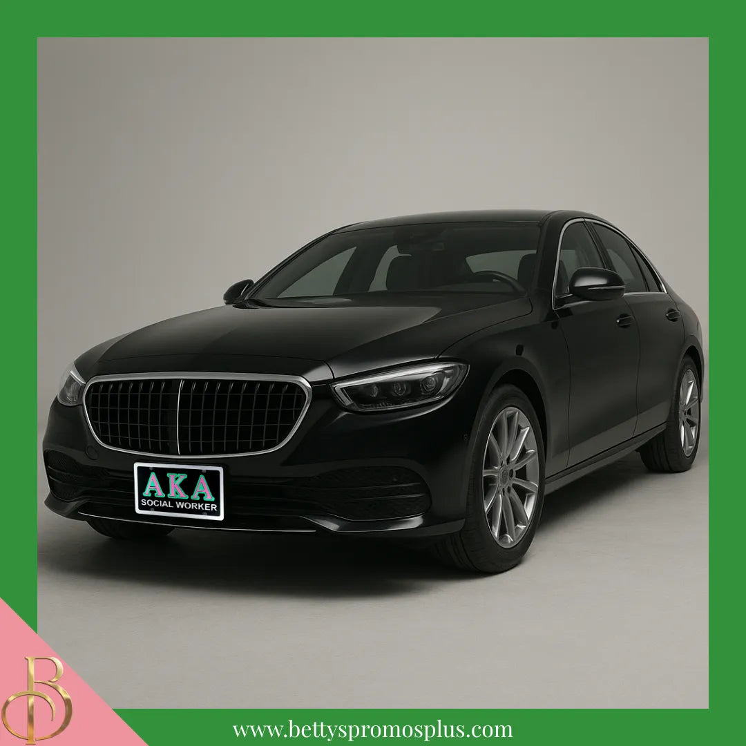 Alpha Kappa Alpha AKA Social Worker Laser Engraved Mirrored Acrylic Auto Tag License Plate-Alpha Kappa Alpha Paraphernalia-Alpha Kappa Alpha Auto Tag-Betty's Promos Plus