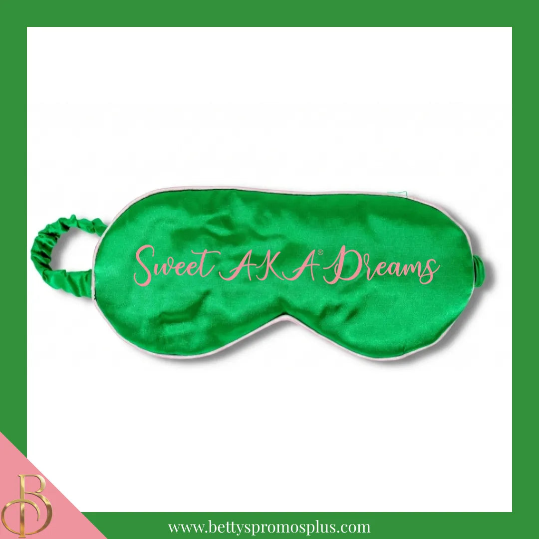 Alpha Kappa Alpha AKA "Sweet AKA Dreams" Sleep Mask-Green-Alpha Kappa Alpha Paraphernalia-Alpha Kappa Alpha Sleep Mask-Betty's Promos Plus