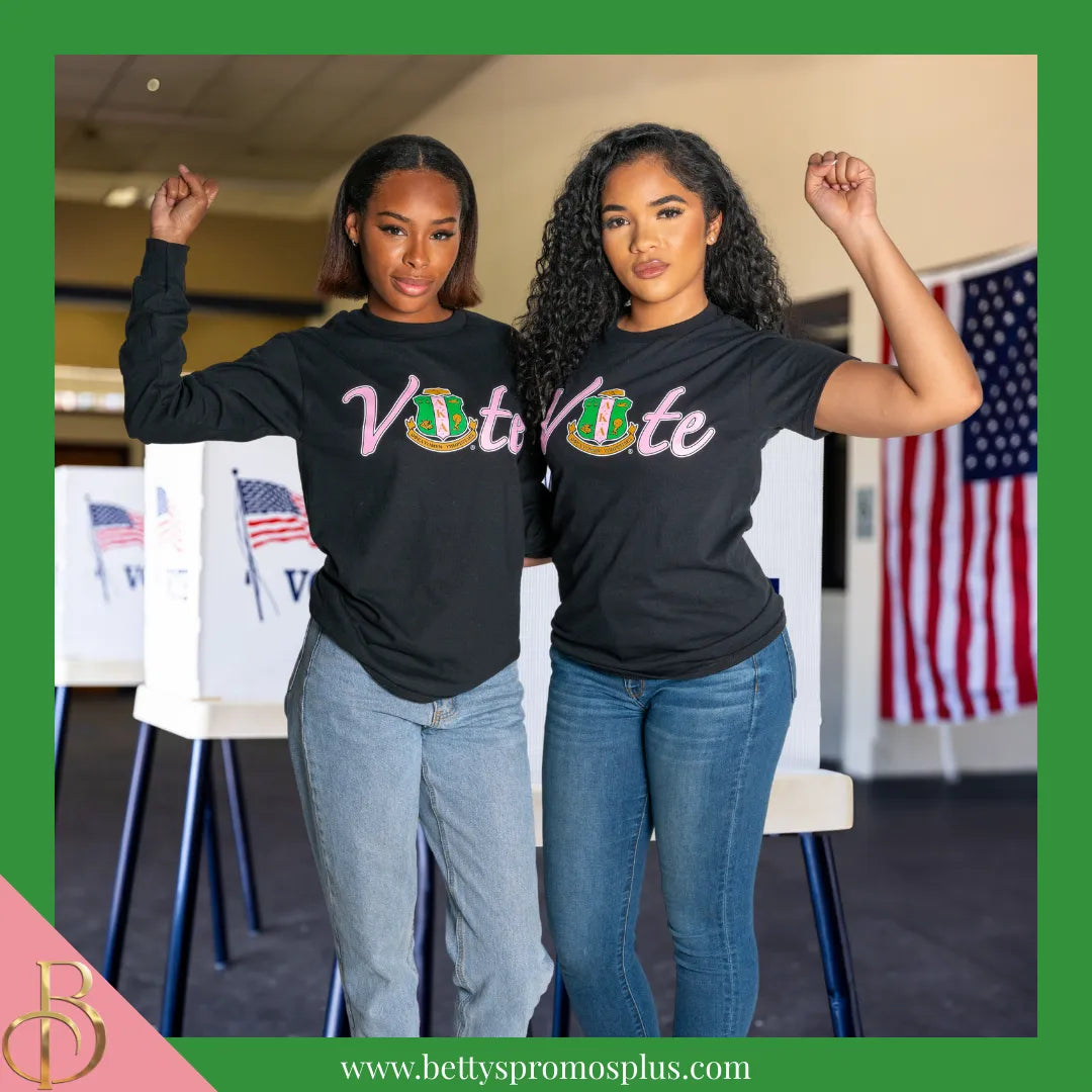 Alpha Kappa Alpha AKA VOTE Screen Printed T-Shirt-Alpha Kappa Alpha Paraphernalia-Alpha Kappa Alpha T-Shirts-Betty's Promos Plus