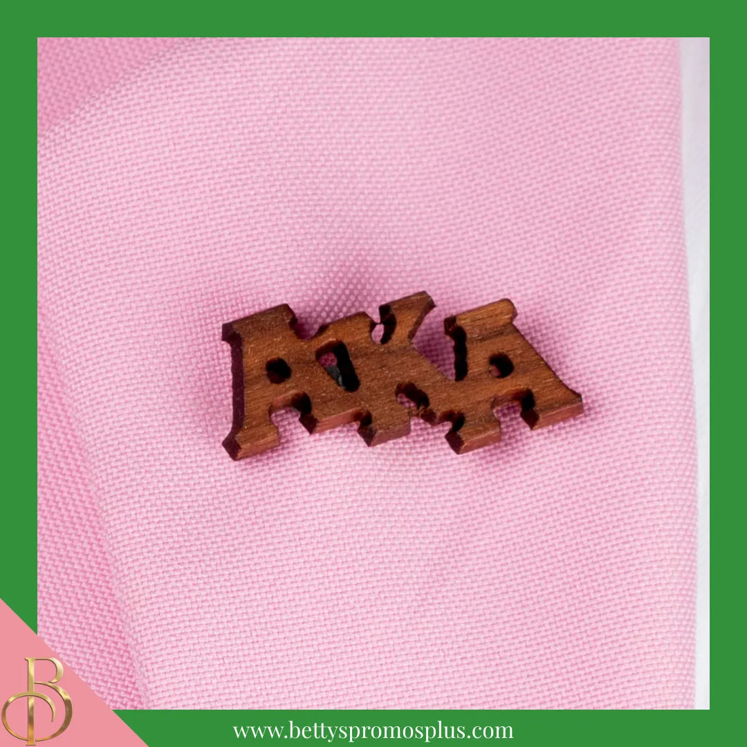 Alpha Kappa Alpha AKA Wooden Greek Letters Lapel Pin-Alpha Kappa Alpha Paraphernalia-Alpha Kappa Alpha Lapel Pin-Betty's Promos Plus