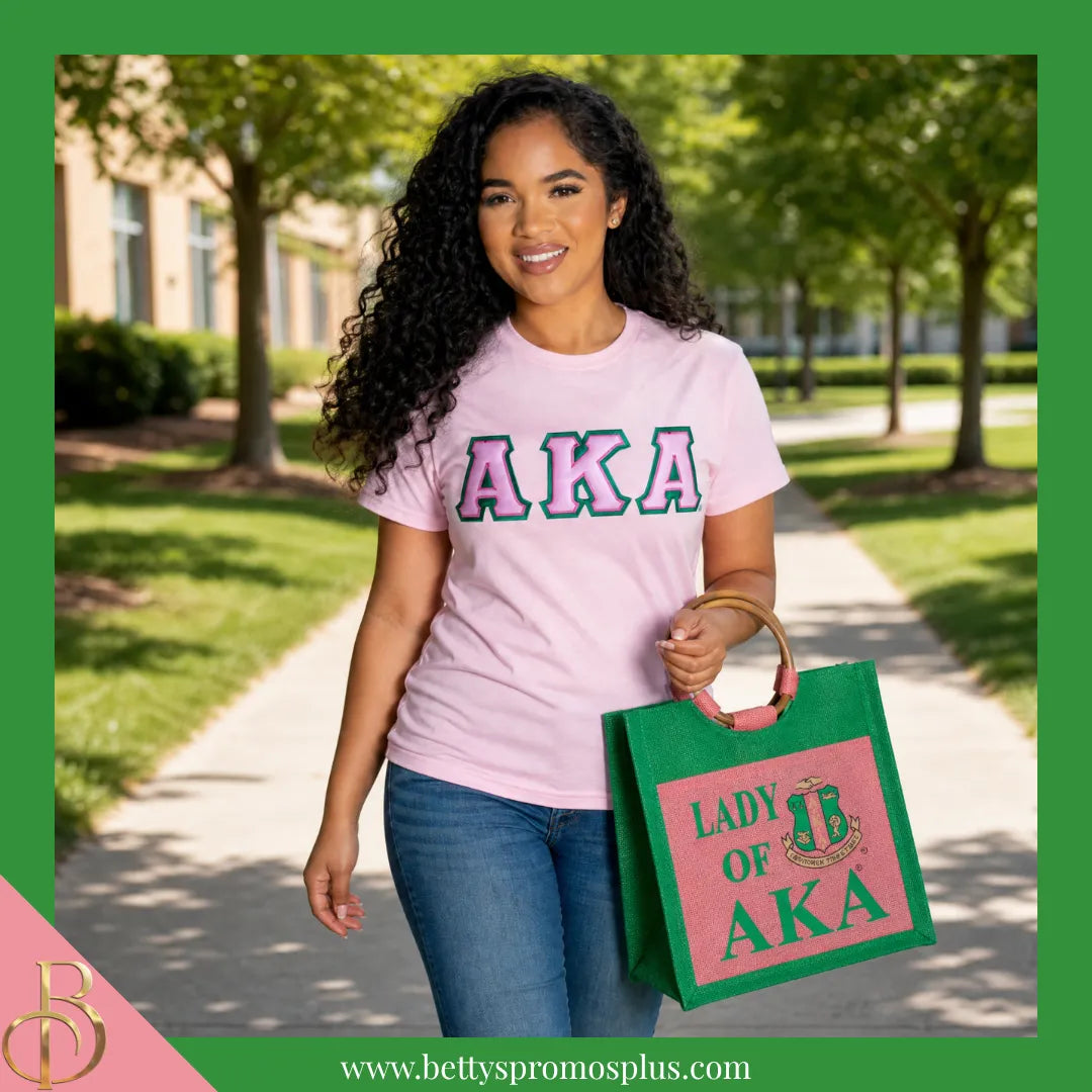 Alpha Kappa Alpha Lady of AKA Sorority Jute Bag-Alpha Kappa Alpha Paraphernalia-Alpha Kappa Alpha Purses-Betty's Promos Plus