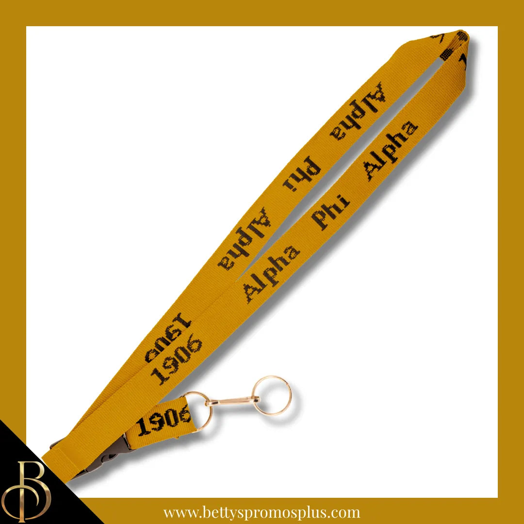 Alpha Phi Alpha ΑΦΑ 1906 Woven Embroidered Lanyard-Old Gold-Alpha Phi Alpha Paraphernalia-Alpha Phi Alpha Lanyards-Betty's Promos Plus