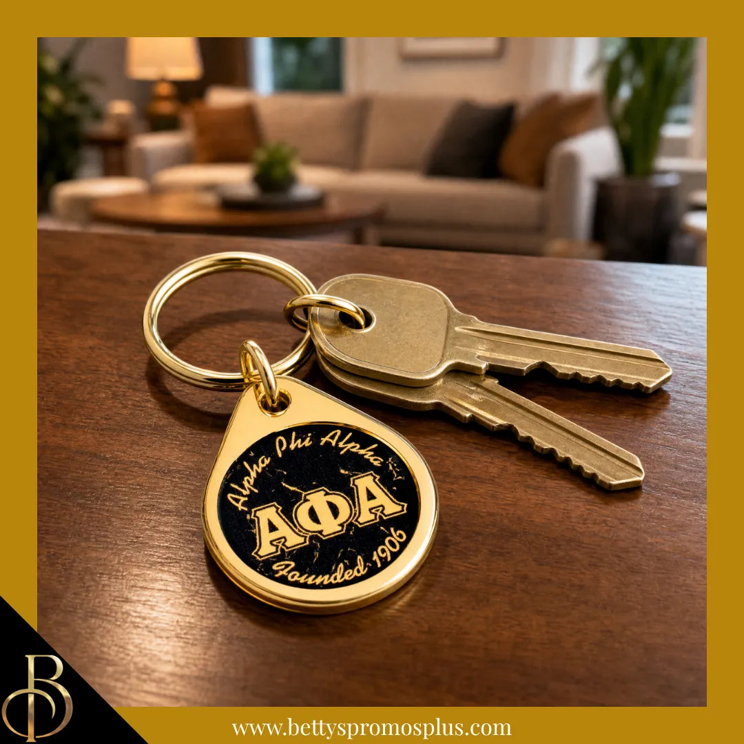 Alpha Phi Alpha ΑΦΑ Circular Acrylic Keychain with Shield or Greek Letters-Alpha Phi Alpha Paraphernalia-Alpha Phi Alpha Keychain-Betty's Promos Plus