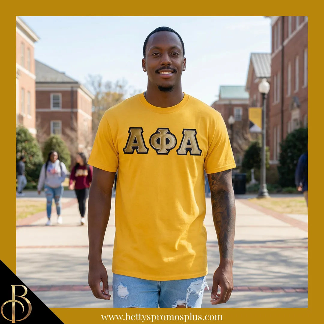 Alpha Phi Alpha ΑΦΑ Double Stitched Appliqué Embroidered Line T-Shirt-Alpha Phi Alpha Paraphernalia-Alpha Phi Alpha T-Shirts-Betty's Promos Plus