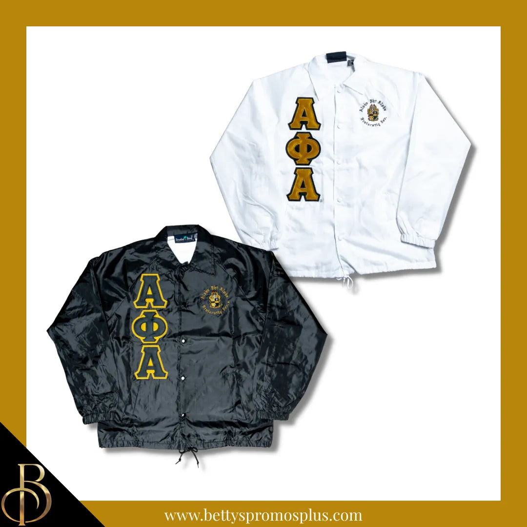 Alpha Phi Alpha ΑΦΑ Double-Stitched Embroidered Windbreaker Line Jacket Black / 4X-Large