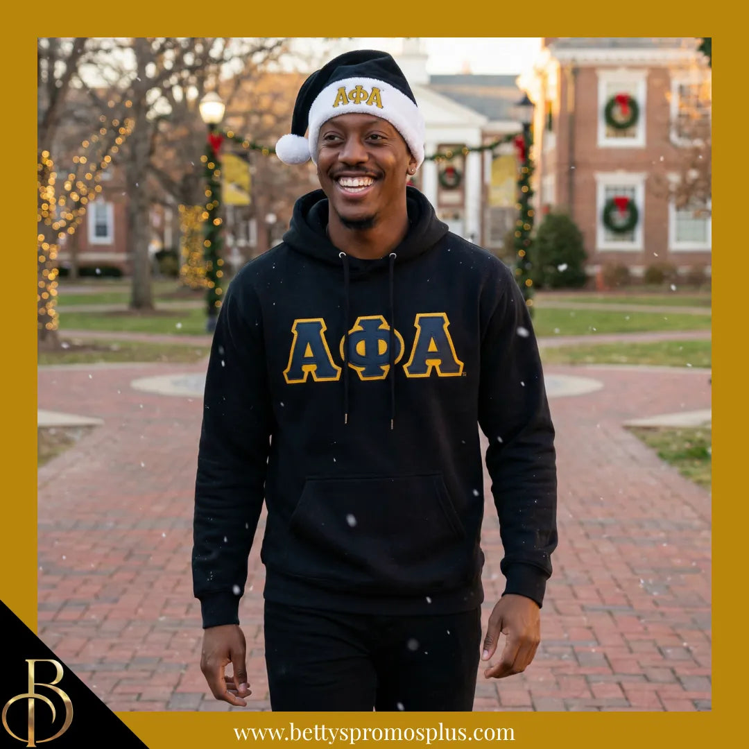 Alpha Phi Alpha ΑΦΑ Embroidered Greek Letters Deluxe Santa Hat-Alpha Phi Alpha Paraphernalia-Alpha Phi Alpha Hats-Betty's Promos Plus