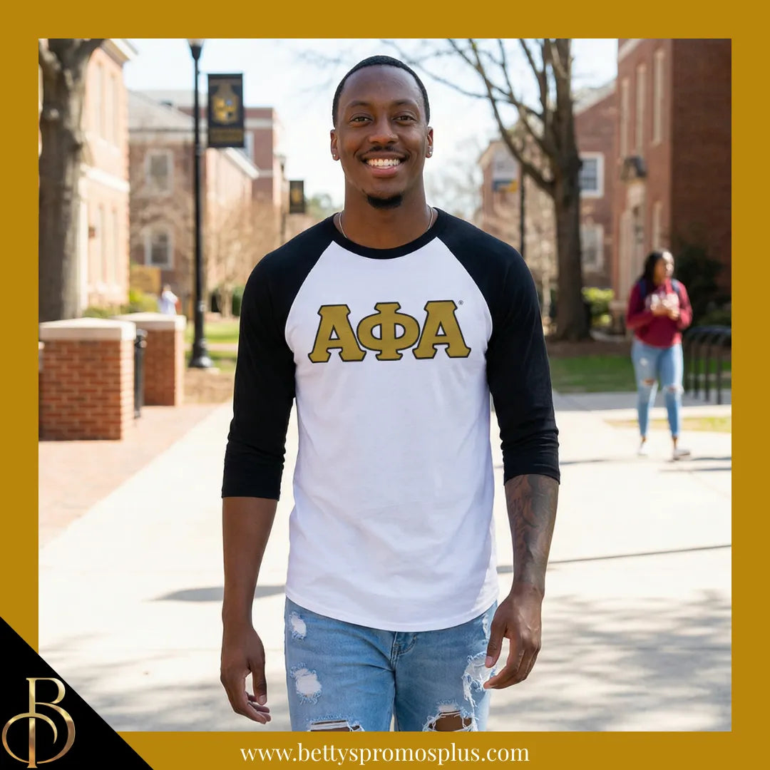 Alpha Phi Alpha ΑΦΑ Raglan Sleeve Screen Printed T-Shirt-Alpha Phi Alpha Paraphernalia-Alpha Phi Alpha T-Shirts-Betty's Promos Plus