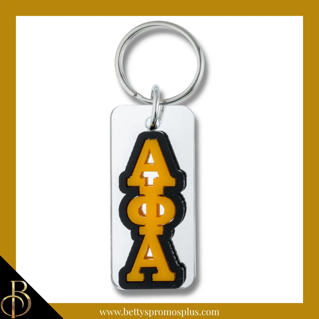 Alpha Phi Alpha ΑΦΑ Vertical Block Acrylic Keychain-Silver-Alpha Phi Alpha Paraphernalia-Alpha Phi Alpha Keychain-Betty's Promos Plus