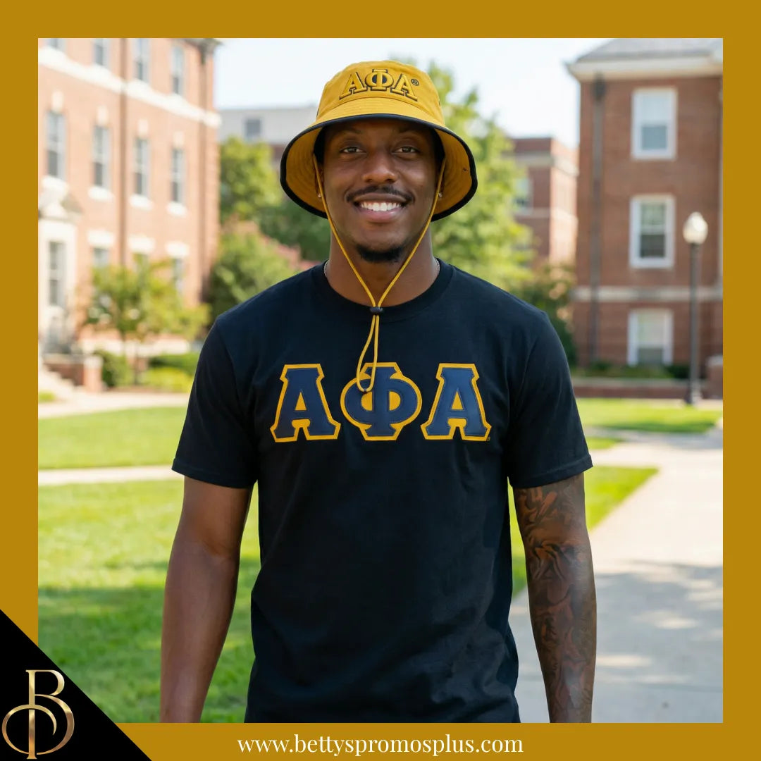 Alpha Phi Alpha Mesh Flex Fit ΑΦΑ Greek Letters Embroidered Bucket Hat with Drawstring-Alpha Phi Alpha Paraphernalia-Alpha Phi Alpha Hats-Betty's Promos Plus