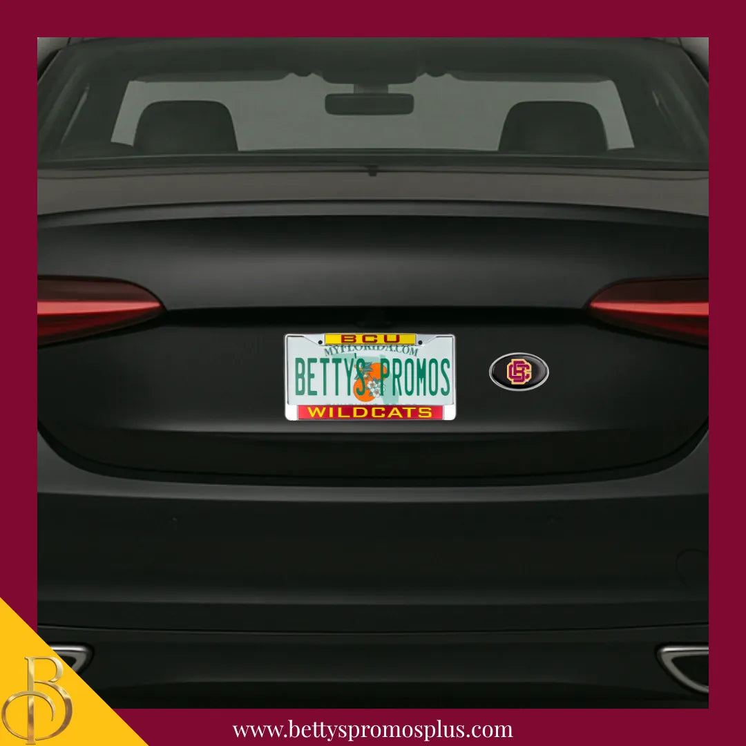 Bethune-Cookman B-CU Wildcats Chrome Metal Domed Auto Emblem-BCU Paraphernalia-BCU Auto Decal-Betty's Promos Plus