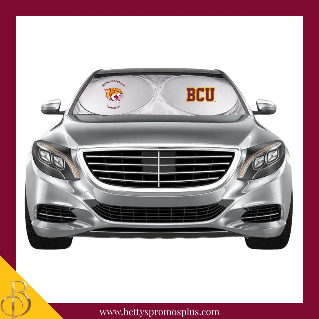 Bethune-Cookman University B-CU Wildcat Collapsible Car Sun Shade with Pouch-BCU Paraphernalia-BCU Car Shade-Betty's Promos Plus