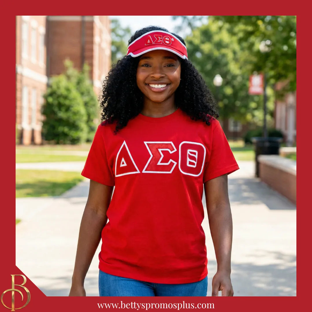 Delta Sigma Theta ΔΣΘ Embroidered Greek Letter Featherlight Moisture Wicking Visor-Delta Sigma Theta Paraphernalia-Delta Sigma Theta Hats-Betty's Promos Plus