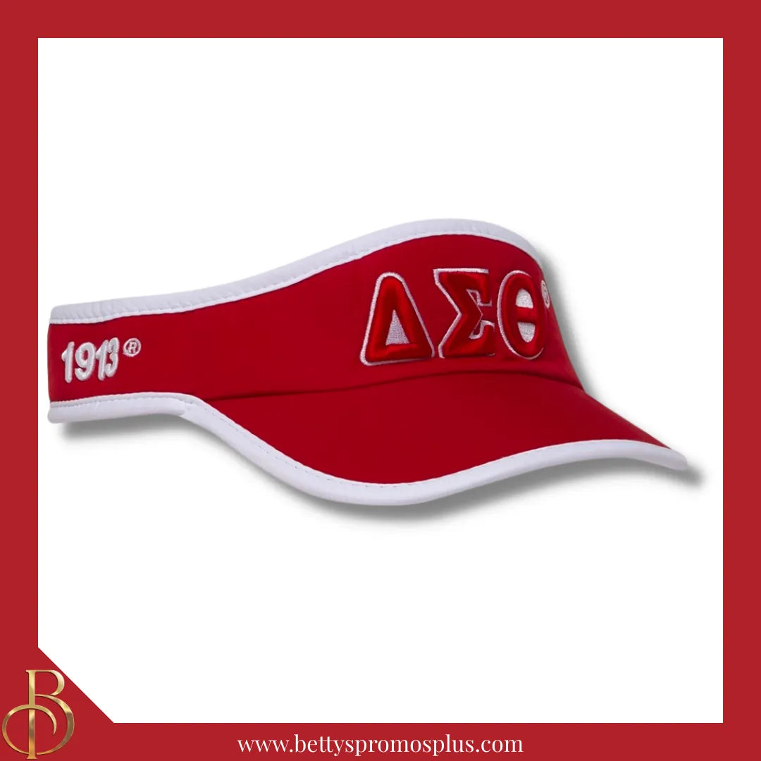 Delta Sigma Theta ΔΣΘ Embroidered Greek Letter Featherlight Moisture Wicking Visor-Red-Delta Sigma Theta Paraphernalia-Delta Sigma Theta Hats-Betty's Promos Plus