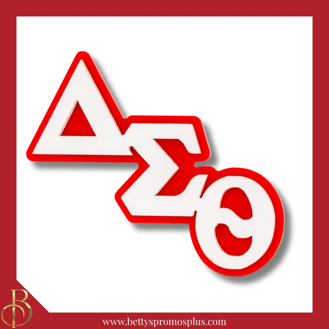 Delta Sigma Theta ΔΣΘ Greek Letters Acrylic Lapel Pin-Red-Large-Delta Sigma Theta Paraphernalia-Delta Sigma Theta Lapel Pin-Betty's Promos Plus