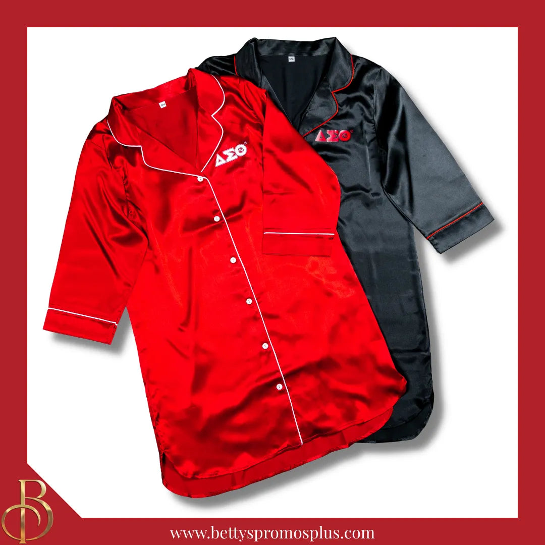 Delta Sigma Theta ΔΣΘ Nightshirt Pajama Night Shirt Gown Screen Printed / Red / 1X/2X