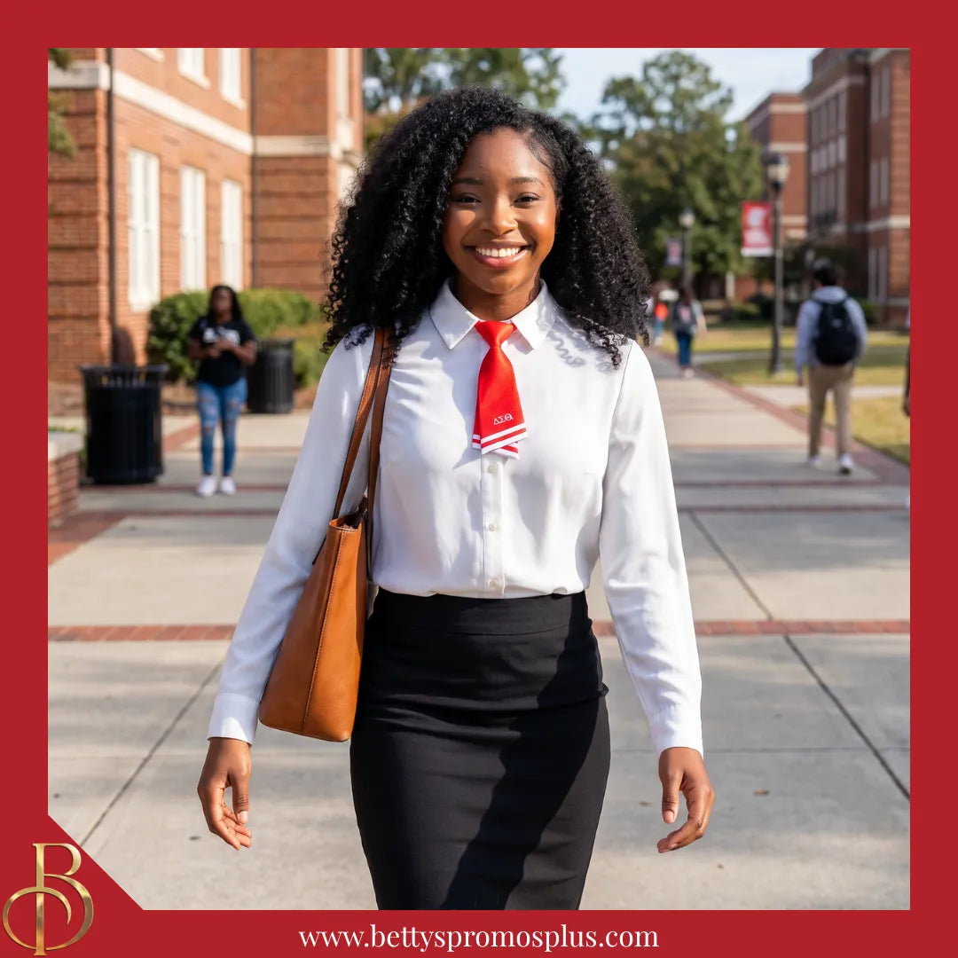 Delta Sigma Theta ΔΣΘ Striped Pre-Tied Adjustable Necktie-Delta Sigma Theta Paraphernalia-Delta Sigma Theta Bow Tie-Betty's Promos Plus