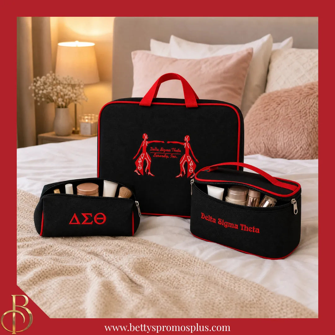 Delta Sigma Theta ΔΣΘ Toiletry Bag Set of 3 Makeup Travel Kit Bathroom