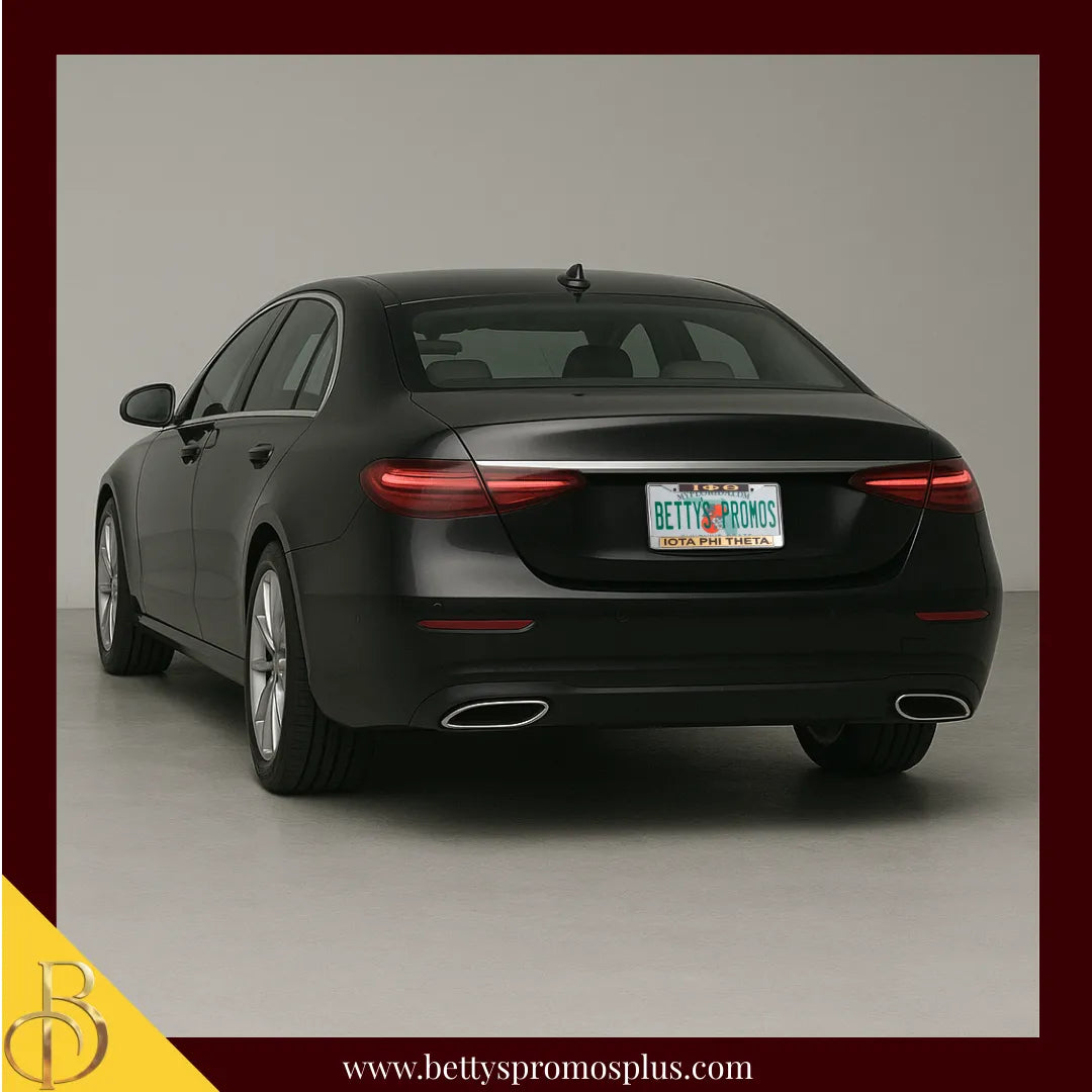 Iota Phi Theta ΙΦΘ Chrome Laser Engraved Mirrored Acrylic License Plate Frame-Iota Phi Theta Paraphernalia-Iota Phi Theta Auto Tag Frame-Betty's Promos Plus