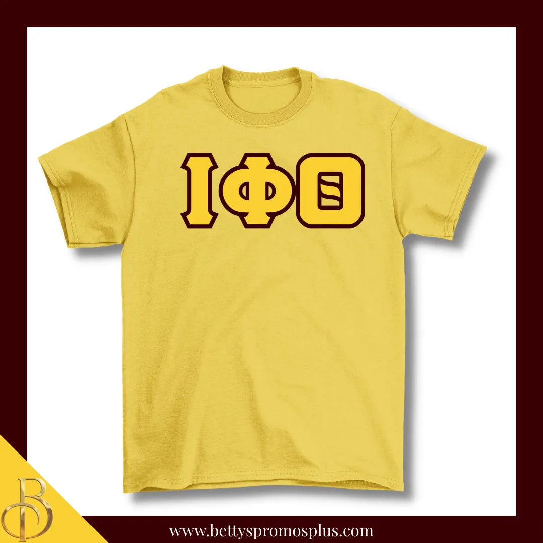 Iota Phi Theta ΙΦΘ Double Stitched Appliqué Embroidered Line T-Shirt-Gold-Small-Iota Phi Theta Paraphernalia-Iota Phi Theta T-Shirts-Betty's Promos Plus