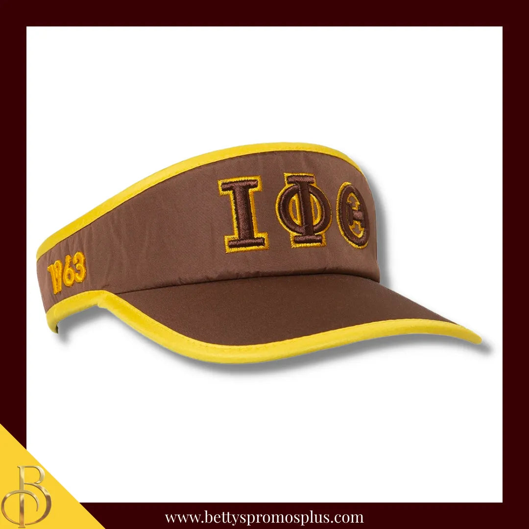 Iota Phi Theta ΙΦΘ Embroidered Greek Letter Featherlight Moisture Wicking Visor-Brown-Iota Phi Theta Paraphernalia-Iota Phi Theta Visor-Betty's Promos Plus