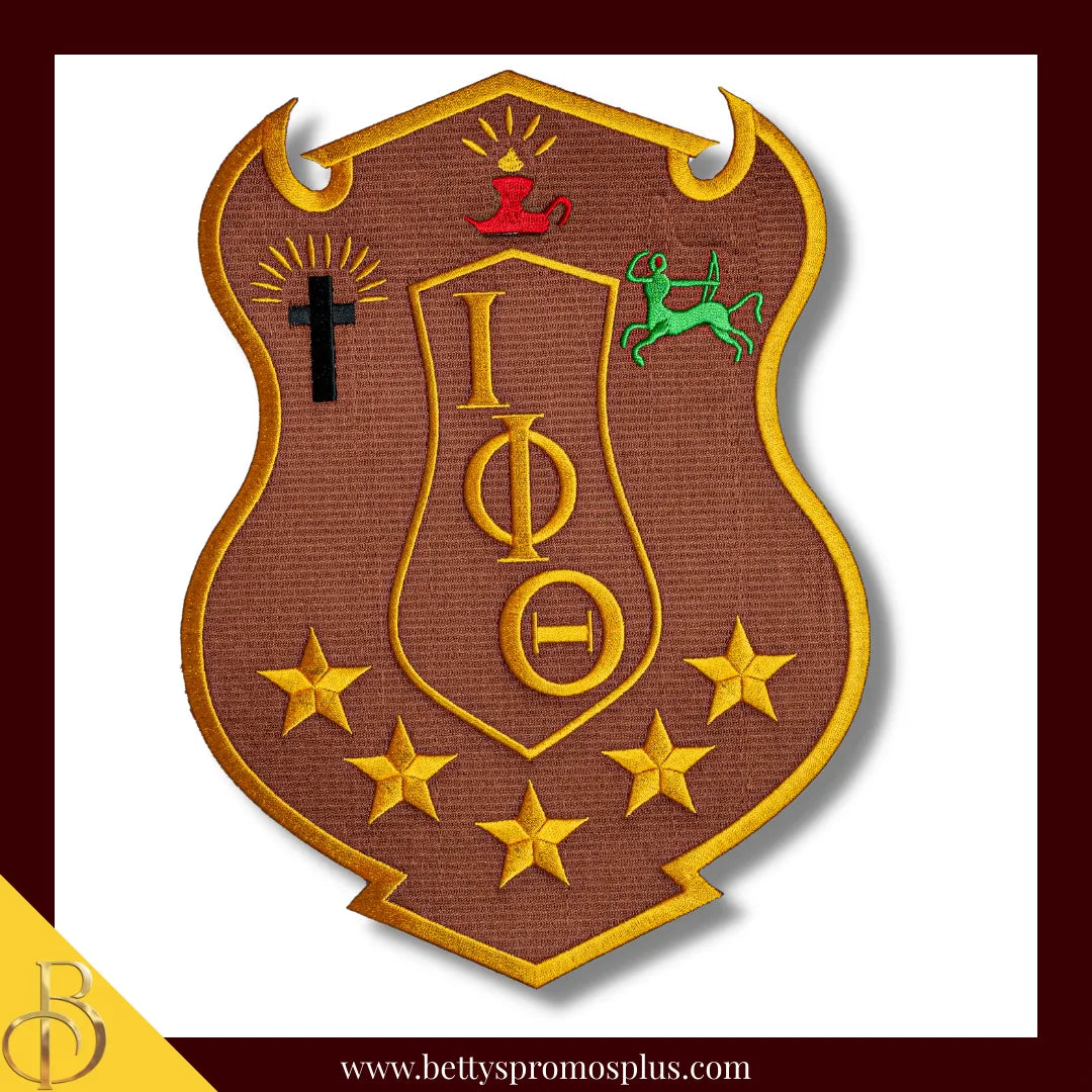 Iota Phi Theta ΙΦΘ Shield Iron-on Embroidered Patch-Large - 10.5"-Iota Phi Theta Paraphernalia-Iota Phi Theta Patch-Betty's Promos Plus