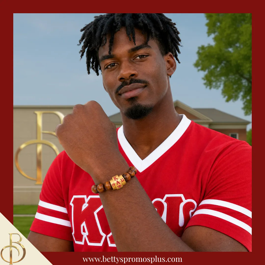 Kappa Alpha Psi ΚΑΨ 1911 Natural Wood Beaded Bracelet-Kappa Alpha Psi Paraphernalia-Kappa Alpha Psi Bracelet-Betty's Promos Plus