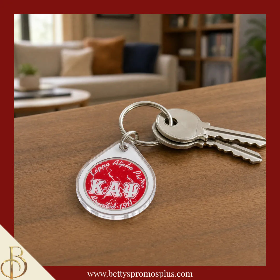Kappa Alpha Psi ΚΑΨ Circular Acrylic Keychain with Shield or Greek Letters-Kappa Alpha Psi Paraphernalia-Kappa Alpha Psi Keychain-Betty's Promos Plus