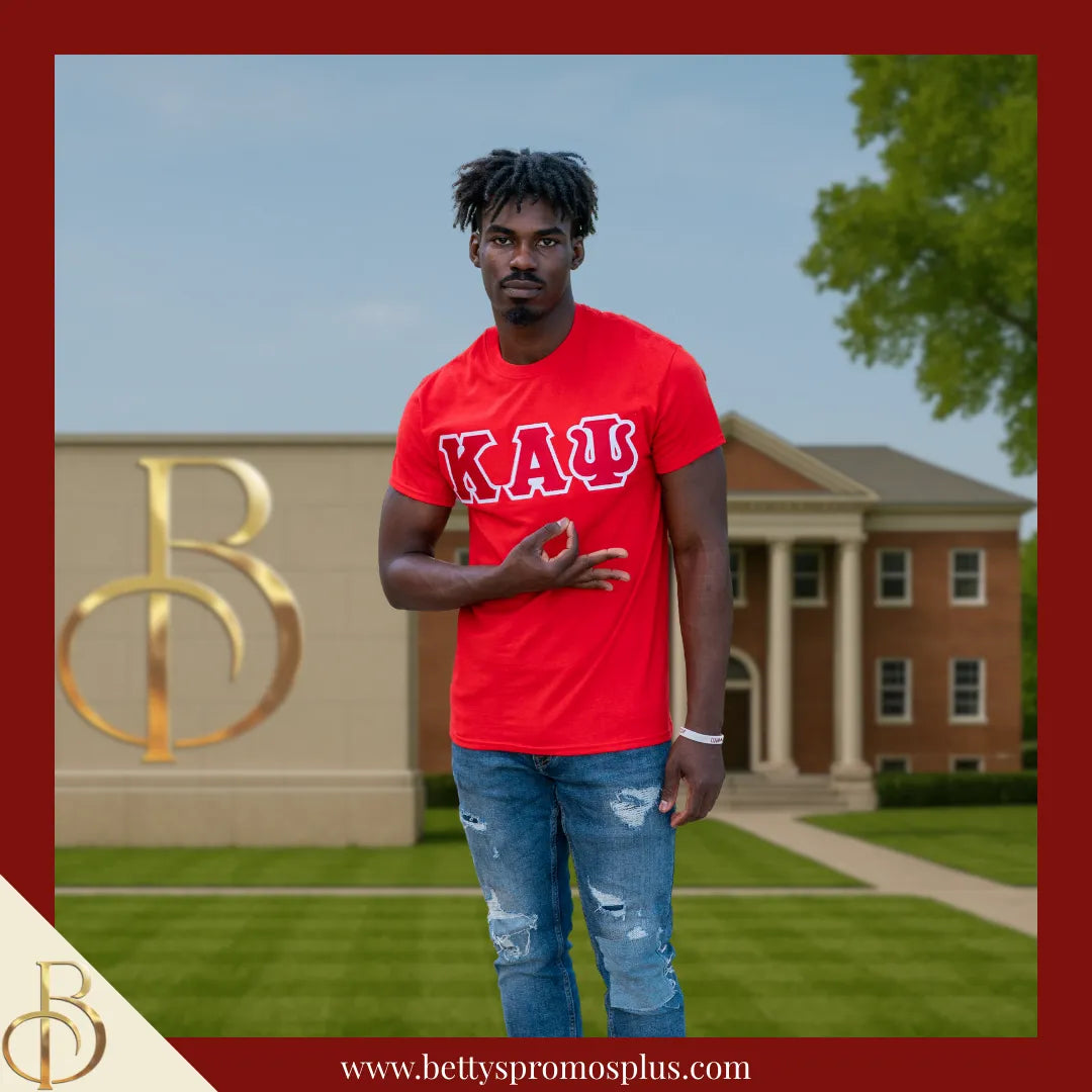 Kappa Alpha Psi ΚΑΨ Double Stitched Appliqué Embroidered Line T-Shirt-Kappa Alpha Psi Paraphernalia-Kappa Alpha Psi T-Shirts-Betty's Promos Plus