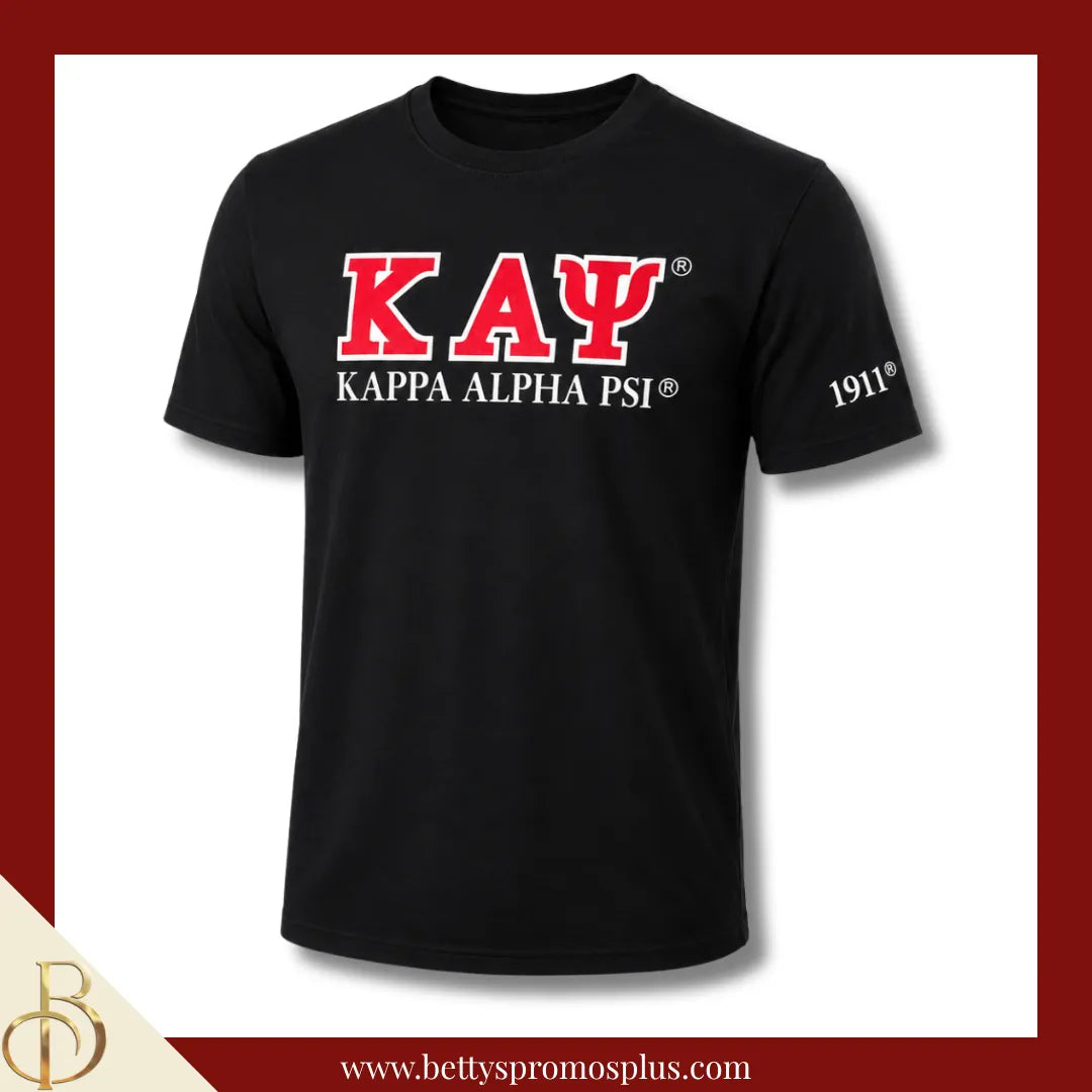 Kappa Alpha Psi ΚΑΨ Luxury Embroidered T-Shirt with 1911 Sleeve-Black-Medium-Kappa Alpha Psi Paraphernalia-Kappa Alpha Psi T-Shirts-Betty's Promos Plus