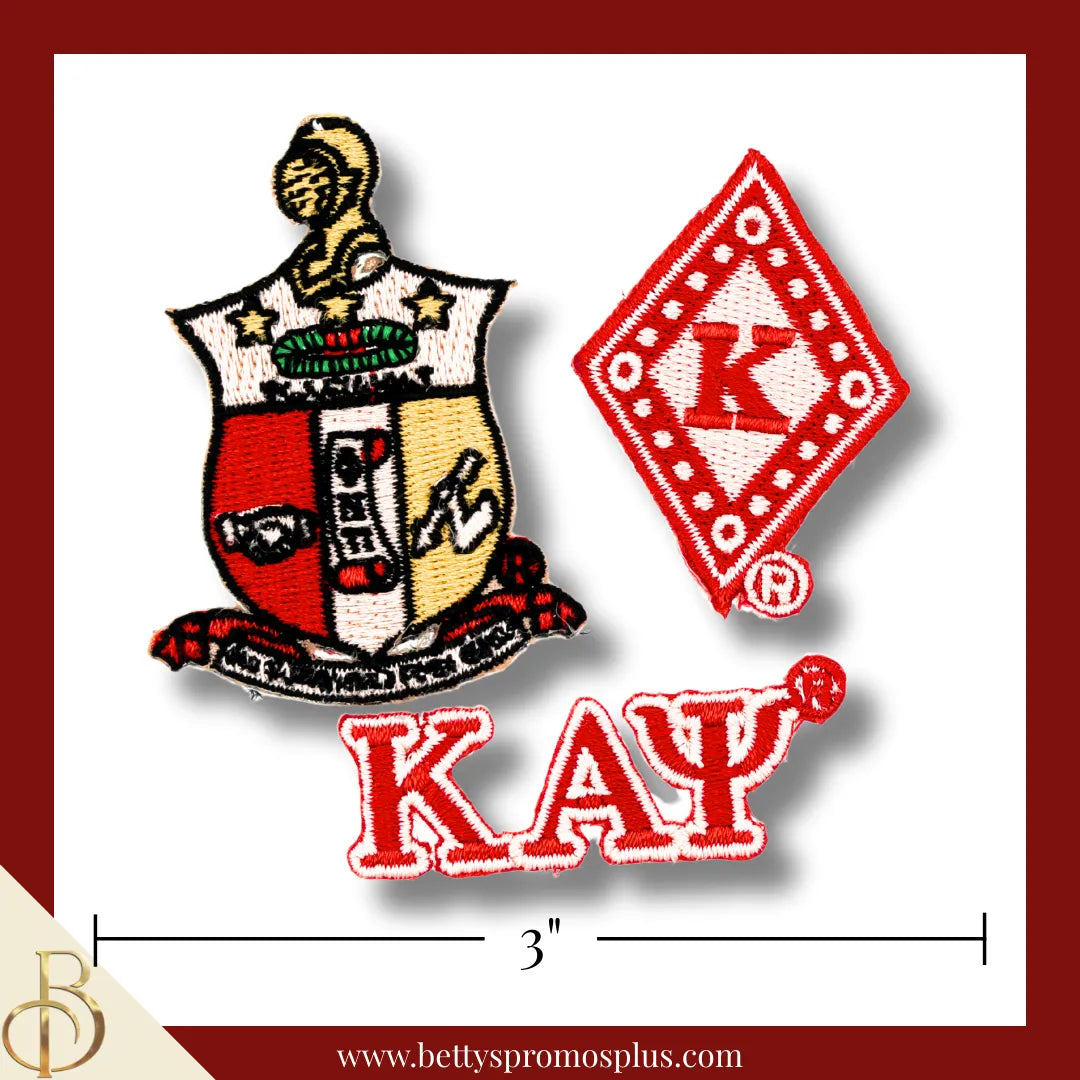 Kappa Alpha Psi ΚΑΨ Stick-On Embroidered Patch Set of 3 Patches-Pack #1-Kappa Alpha Psi Paraphernalia-Kappa Alpha Psi Patch-Betty's Promos Plus