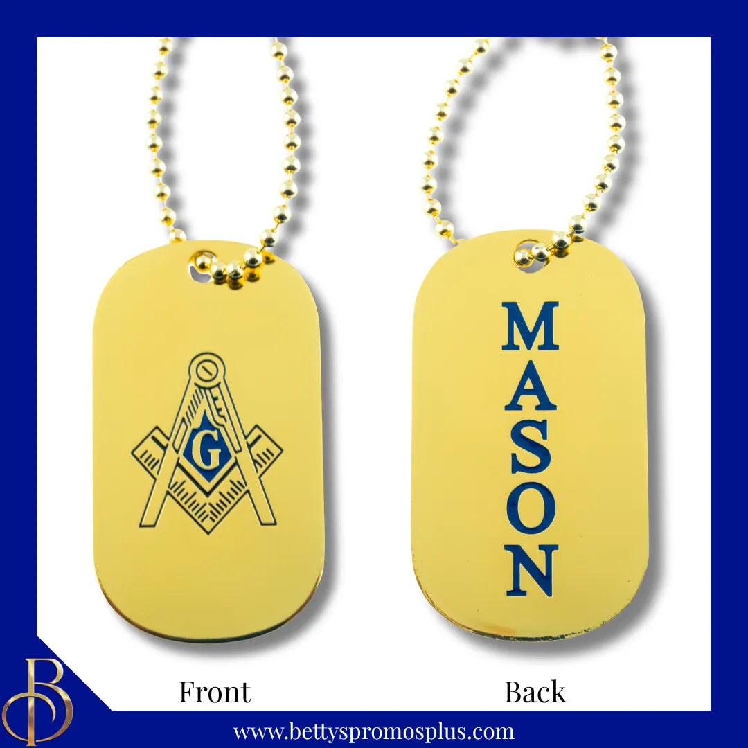 Mason Masonic Dog Tag with MASON and Square & Compass Shield-Masonic Paraphernalia-Masonic Accessories-Betty's Promos Plus