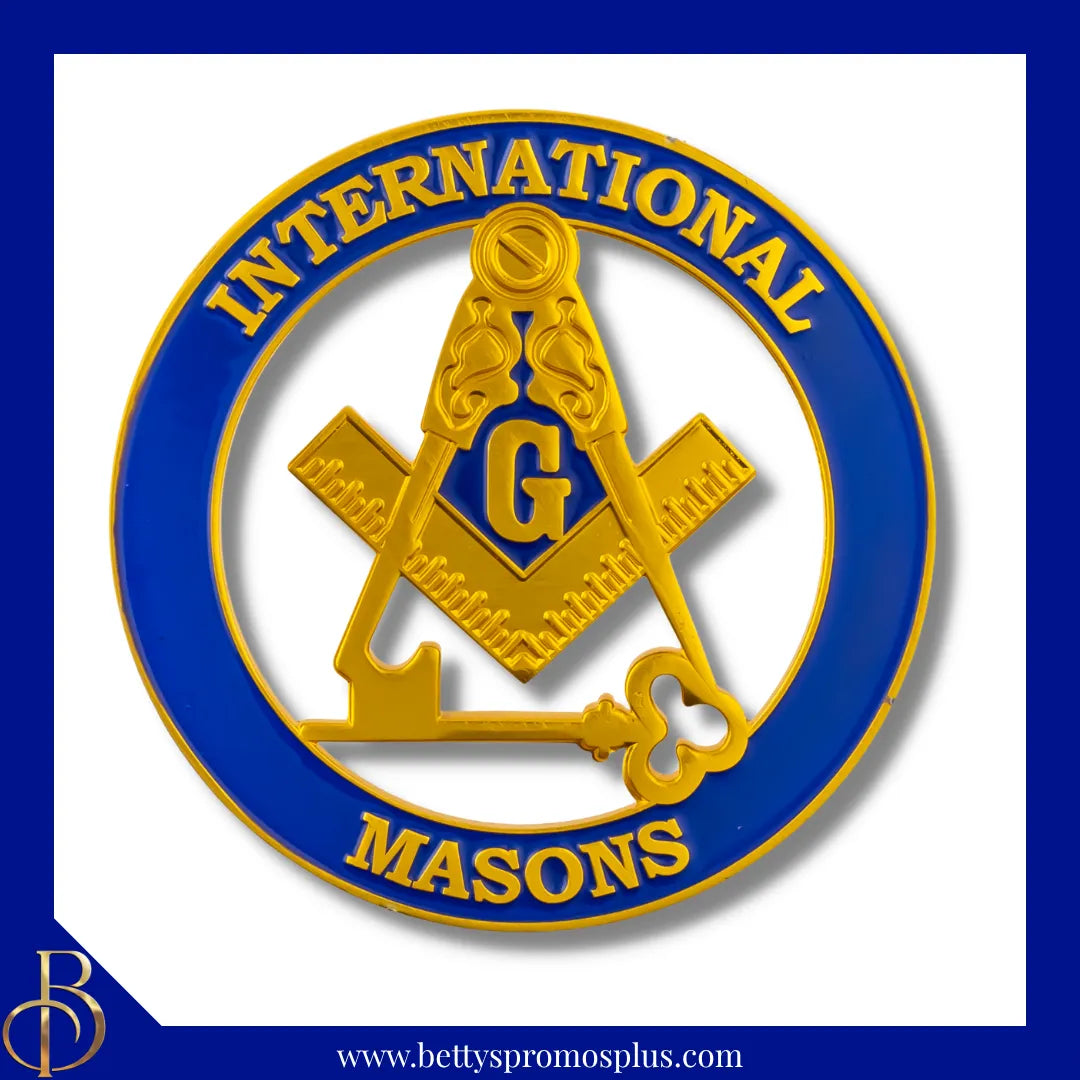 Masonic "International Masons Shield" Car Emblem Freemasons Auto Bumper Decal-Masonic Paraphernalia-Masonic Auto Decal-Betty's Promos Plus