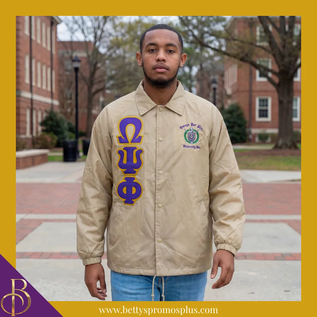 Omega Psi Phi ΩΨΦ Double-Stitched Embroidered Windbreaker Line Jacket-Omega Psi Phi Paraphernalia-Omega Psi Phi Line Jacket-Betty's Promos Plus